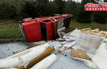 Anadolu Otoyolu'nda devrilen kamyonetin sürücüsü yaralandı