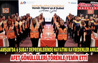 Samsun'da 6 Şubat depremlerinde hayatını kaybedenler anıldı, afet gönüllüleri törenle yemin etti