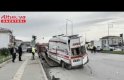 Samsun'da tırla çarpışan ambulansın şoförünün yaralandığı kaza güvenlik kamerasında