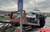 Samsun'da tırla çarpışan ambulansın şoförünün yaralandığı kaza güvenlik kamerasında