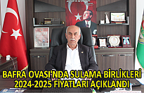 Bafra Ovası'nda sulama birlikleri 2024-2025 fiyatları açıklandı