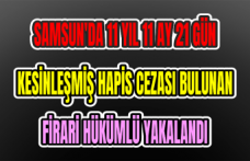 Samsun'da 11 yıl 11 ay 21 gün kesinleşmiş hapis cezası bulunan firari hükümlü yakalandı