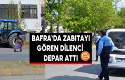 Zabıtayı gören dilenci depar attı