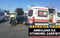 Ambulans ile otomobil çarpıştı