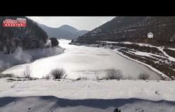 Samsun'da Duruçay Sulama Barajı buz tuttu