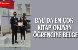 BAL' DA EN ÇOK KİTAP OKUYAN ÖĞRENCİYE BELGE