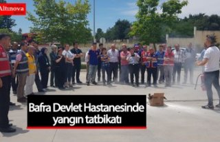 Bafra Devlet Hastanesinde yangın tatbikatı