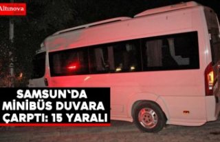 Samsun'da freni patlayan minibüs duvara çarptı:...