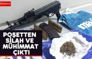 Araçtan atılan poşetten silah ve mühimmat çıktı