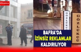 Bafra`da izinsiz reklamlar kaldırılıyor