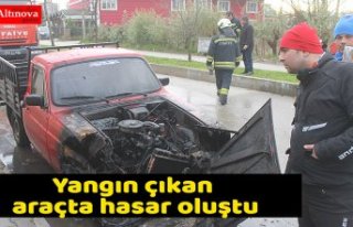 Yangın çıkan araçta hasar oluştu