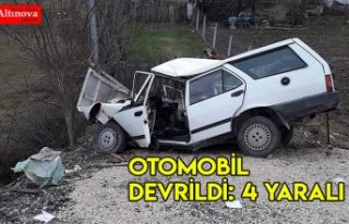 Otomobil devrildi: 4 yaralı