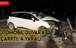 Otomobil duvara çarptı: 4 yaralı