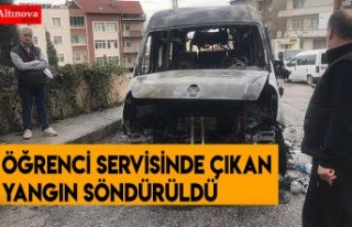 Öğrenci servisinde çıkan yangın söndürüldü