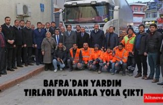 BAFRA’DAN YARDIM TIRLARI DUALARLA YOLA ÇIKTI