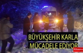 Büyükşehir karla mücadele ediyor