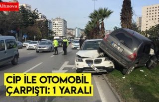 Cip ile otomobil çarpıştı: 1 yaralı