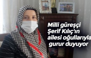 Milli güreşçi Şerif Kılıç'ın ailesi oğullarıyla...