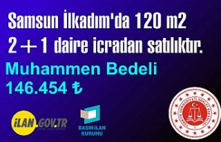 Samsun İlkadım'da 120 m2 2+1 daire icradan...