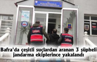 Bafra'da çeşitli suçlardan aranan 3 şüpheli...