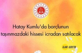 Hatay Kumlu'da borçlunun taşınmazdaki hissesi...