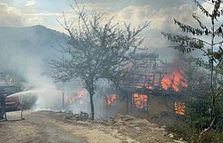 Kastamonu'da bir evde çıkan yangında pencereden...