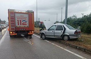 Samsun'da otomobil aydınlatma direğine çarptı,...