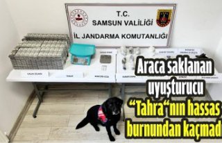 Araca saklanan uyuşturucu “Tahra“nın hassas...