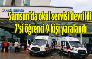 Samsun'da okul servisi devrildi, 7'si öğrenci...