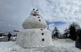 Bolu'da belediye işçileri dev kardan adam yaptı