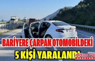 Bariyere çarpan otomobildeki 5 kişi yaralandı