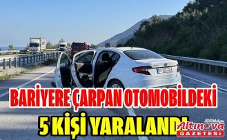 Bariyere çarpan otomobildeki 5 kişi yaralandı