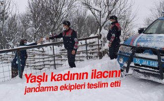 Yaşlı kadının ilacını jandarma ekipleri teslim etti