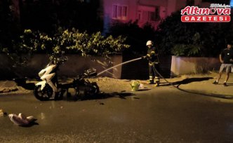 Tokat'ta yangın çıkan motosiklette hasar oluştu