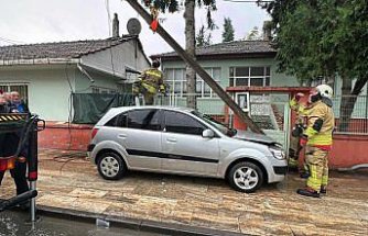 Telefon direğine çarpan otomobildeki 2 kişi yaralandı