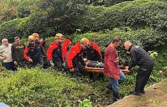 Rize'de uçuruma yuvarlanan otomobilin sürücüsü yaralandı