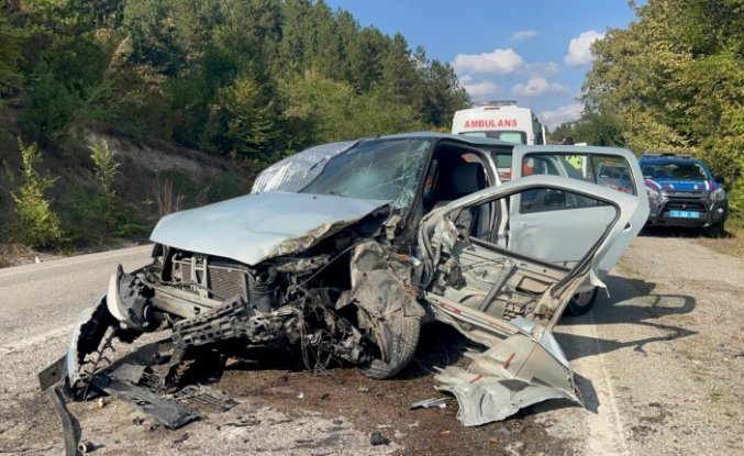 Bolu'da kamyonla çarpışan otomobildeki 2 kişi yaralandı