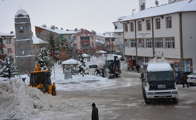 Başçiftlik'te kar yığınları kamyonlarla ilçe dışındaki boş alanlara taşınıyor