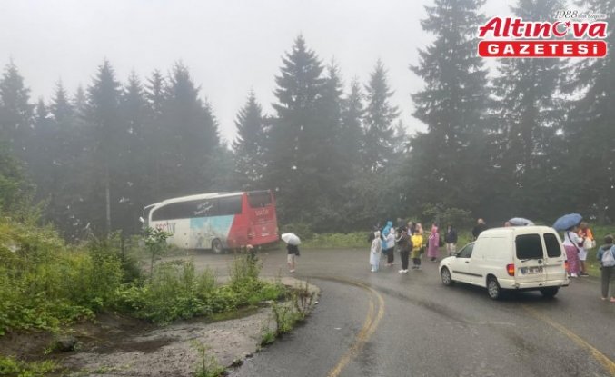 Trabzon'da otobüsün elektrik direğine çarptığı kazada 2 kişi yaralandı