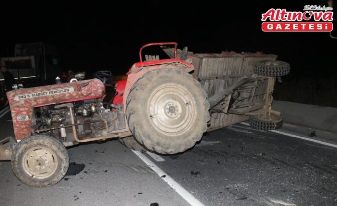 Amasya'da otomobil ile traktörün çarpıştığı kazada 1 kişi yaralandı