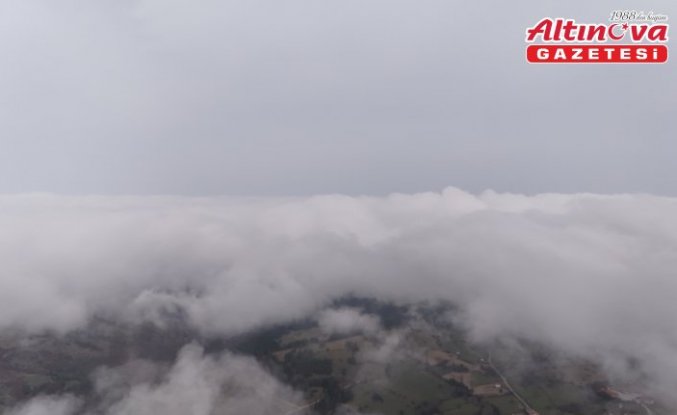 Alaçam'da 1650 rakımlı Dürtmen Dağı'ndaki “sis denizi“ dronla görüntülendi