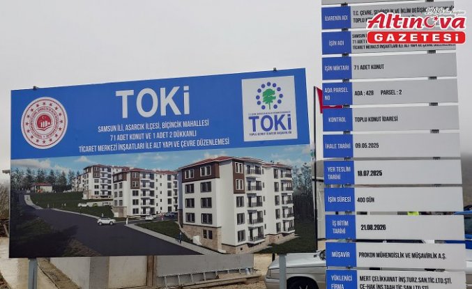 Asarcık'ta yapılan TOKİ konutlarında çalışmalar sürüyor