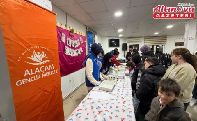 Alaçam'da ramazan dolayısıyla ebru sanatı etkinliği yapıldı