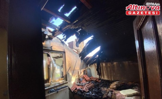 Alaçam'da yangın çıkan evde hasar oluştu