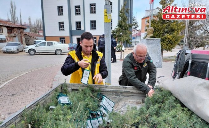 Başçiftlik'te öğrencilere fidan dağıtımı yapıldı