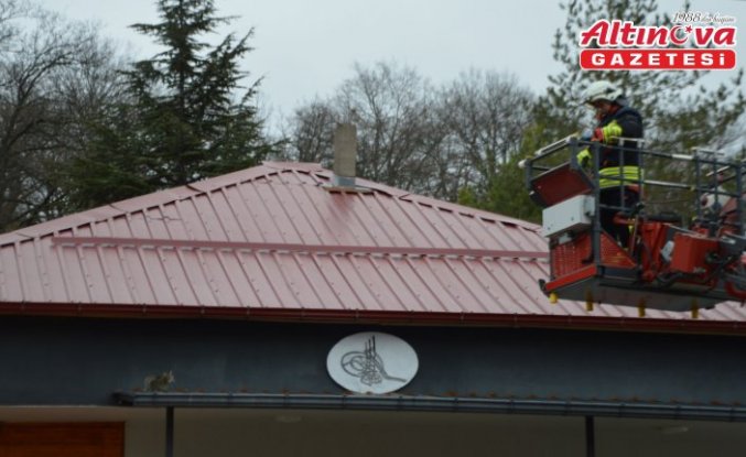 Samsun'da çatıda mahsur kalan kedinin imdadına itfaiye ekipleri yetişti