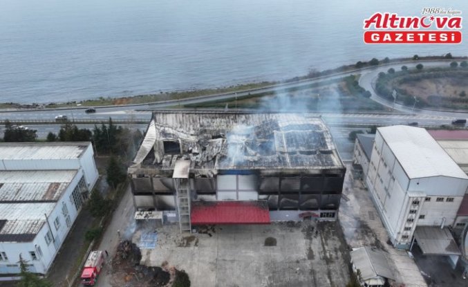 Trabzon'da fındık fabrikasının deposunda çıkan yangın söndürüldü