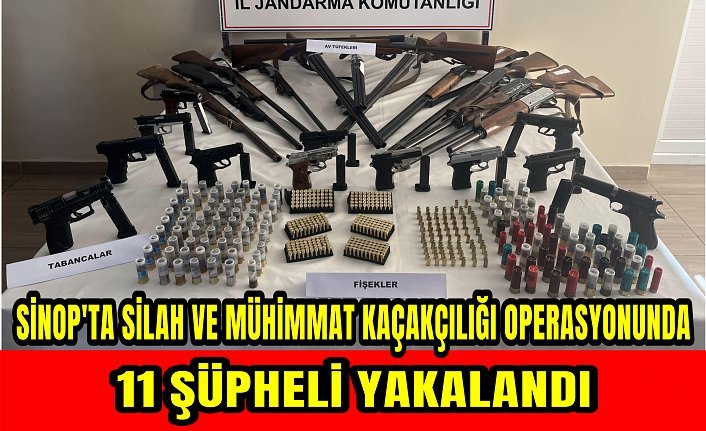 Sinop'ta silah ve mühimmat kaçakçılığı operasyonunda 11 şüpheli yakalandı